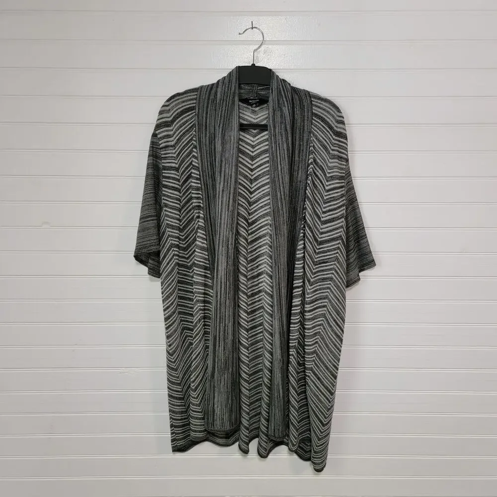 Misook‎ Plus Size 1X Cardigan Sweater Chevron Striped Long Duster Stretch Knit